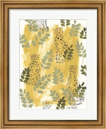 Framed Hello Cheetah - Green Print
