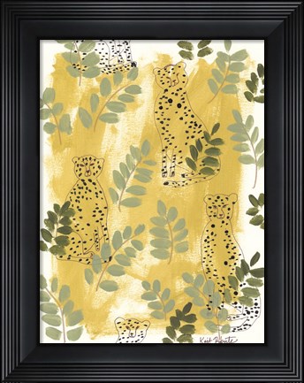 Framed Hello Cheetah - Green Print