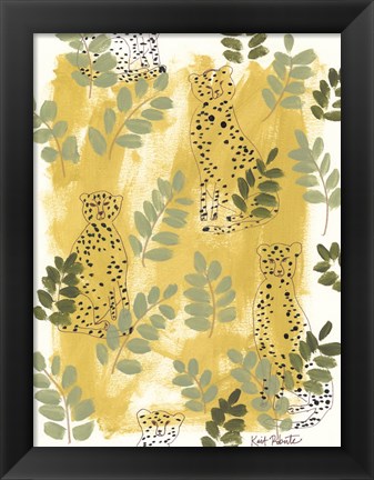 Framed Hello Cheetah - Green Print