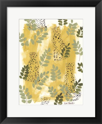 Framed Hello Cheetah - Green Print