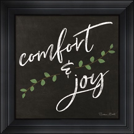 Framed Comfort &amp; Joy Chalkboard Print