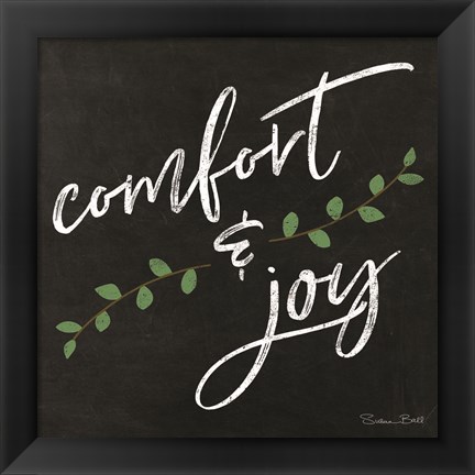 Framed Comfort &amp; Joy Chalkboard Print