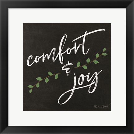 Framed Comfort &amp; Joy Chalkboard Print