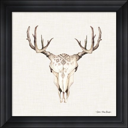 Framed Boho Steer Head I Print
