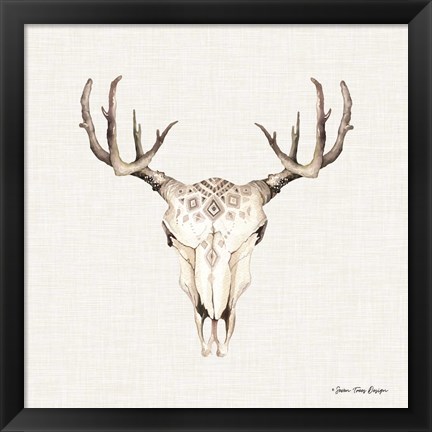 Framed Boho Steer Head I Print