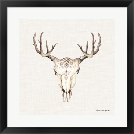 Framed Boho Steer Head I Print