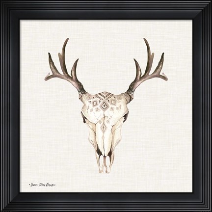 Framed Boho Steer Head II Print