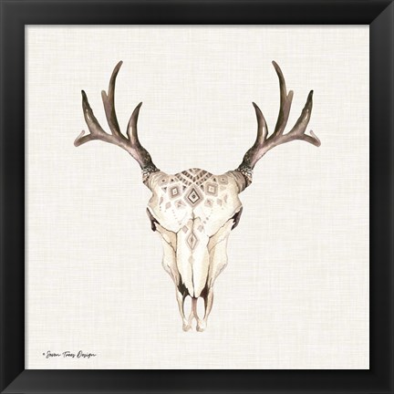 Framed Boho Steer Head II Print