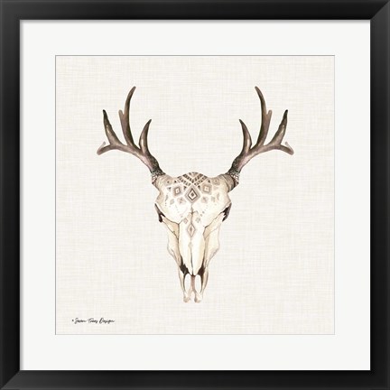 Framed Boho Steer Head II Print