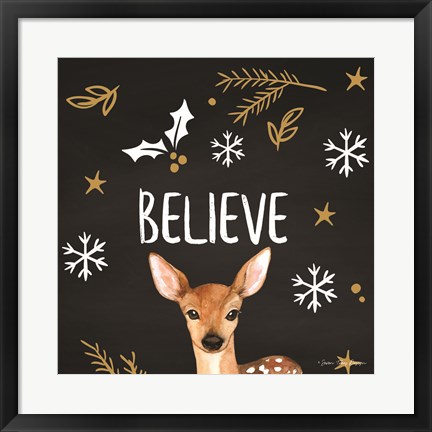 Framed Believe Deer Print