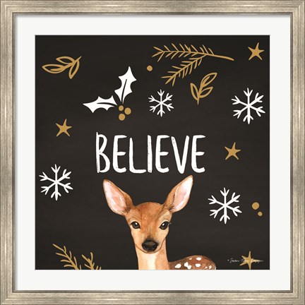 Framed Believe Deer Print