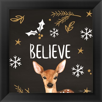 Framed Believe Deer Print