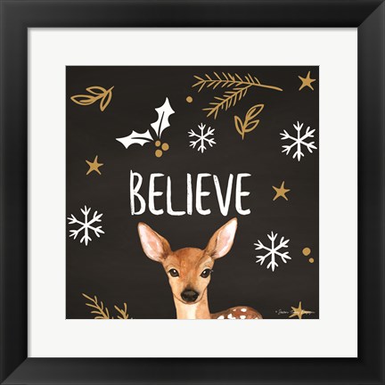 Framed Believe Deer Print