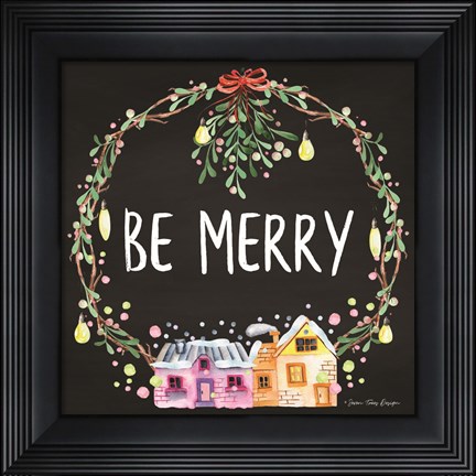 Framed Be Merry Wreath Print