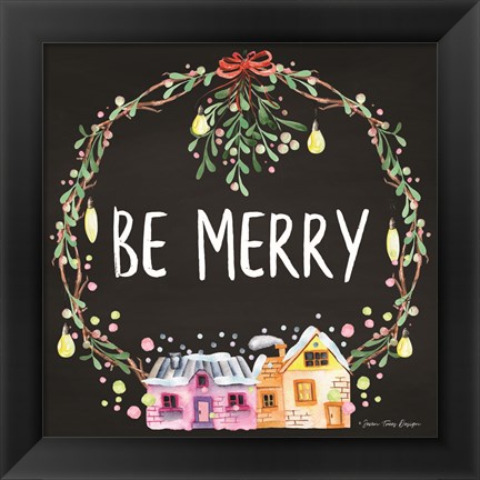 Framed Be Merry Wreath Print