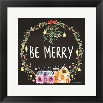 Framed Be Merry Wreath Print