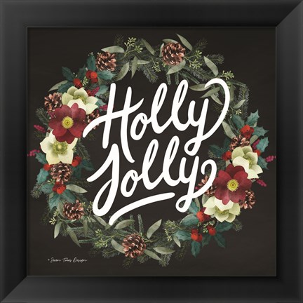 Framed Holly Jolly Wreath Print