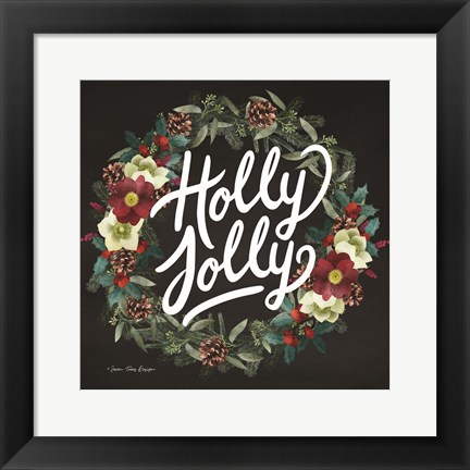 Framed Holly Jolly Wreath Print