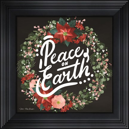 Framed Peace on Earth Wreath Print
