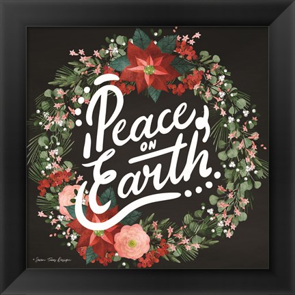 Framed Peace on Earth Wreath Print