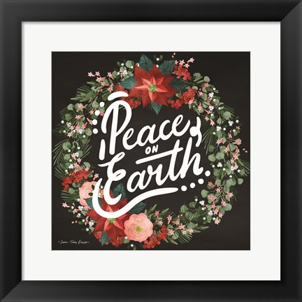 Framed Peace on Earth Wreath Print