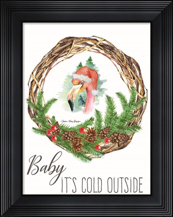 Framed Baby It&#39;s Cold Outside Wreath Print