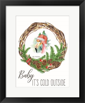 Framed Baby It&#39;s Cold Outside Wreath Print