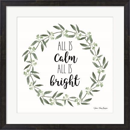 Framed All is Calm Wreath Print