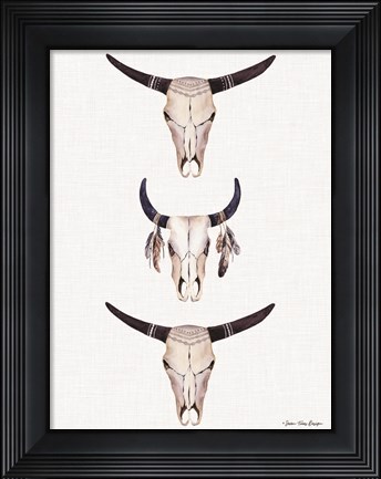 Framed Boho Steer Head III Print