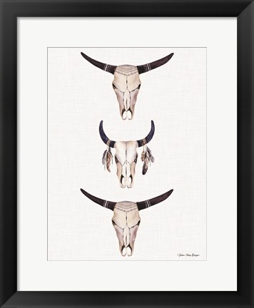 Framed Boho Steer Head III Print