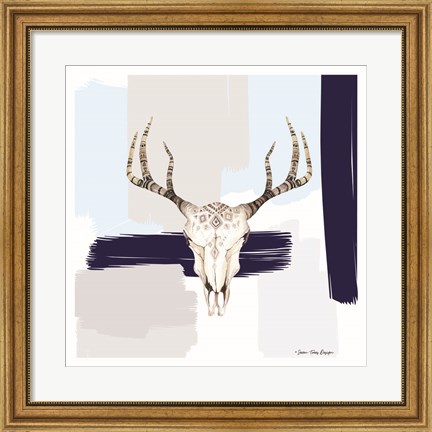 Framed Colored Steer Head I Print