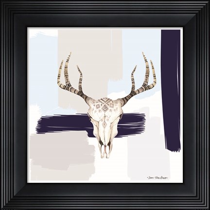 Framed Colored Steer Head I Print