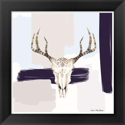 Framed Colored Steer Head I Print