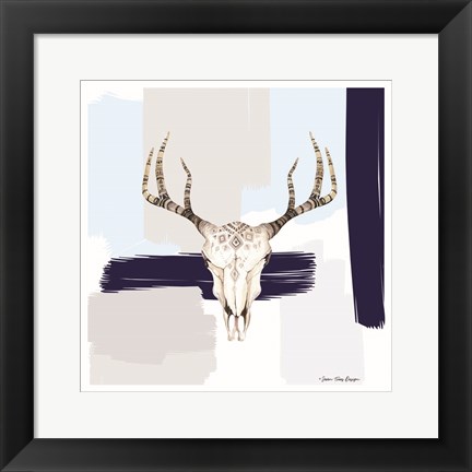 Framed Colored Steer Head I Print