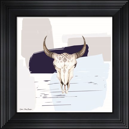 Framed Colored Steer Head II Print