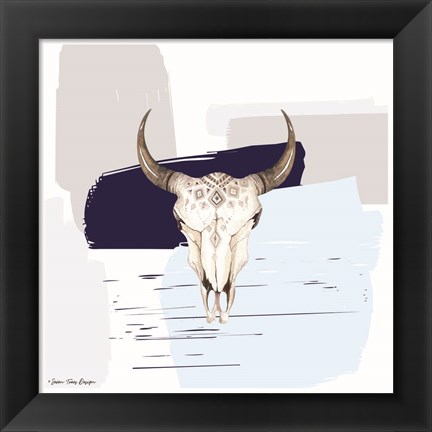 Framed Colored Steer Head II Print