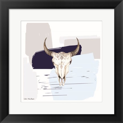 Framed Colored Steer Head II Print