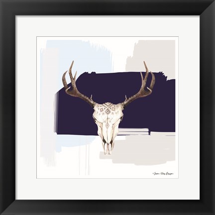 Framed Colored Steer Head III Print