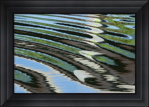 Framed Green Trees Reflected in River with Ripples on the Water Print