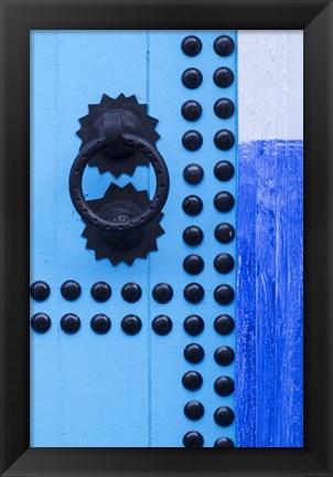 Framed Detail of Blue Door, Chefchaouen, Morocco Print