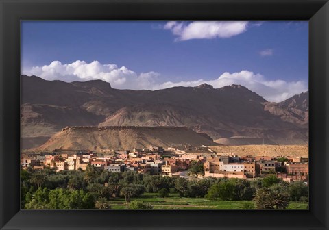 Framed Oasis City of Tinerhir beneath foothills of the Atlas Mountains, Morocco Print