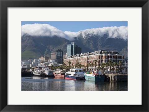 Framed South Africa, Cape Town Victoria and Alfred Waterfront, Table Mountain Print