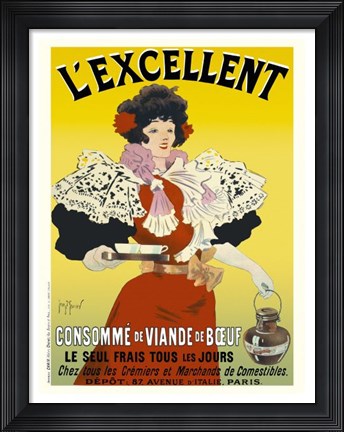 Framed L&#39;excellent, Consomme de Viande de Boeuf Print
