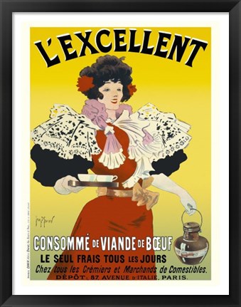 Framed L&#39;excellent, Consomme de Viande de Boeuf Print