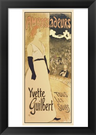 Framed Ambassadeurs - Yvette Guilbert Tous les Soirs Print