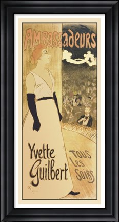 Framed Ambassadeurs - Yvette Guilbert Tous les Soirs Print