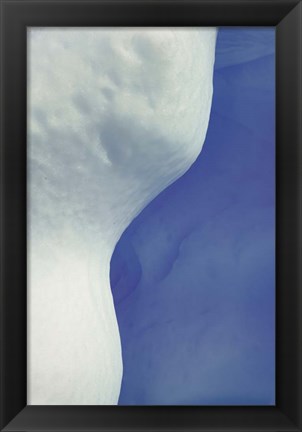 Framed Abstract Blue &amp; White Ice Print
