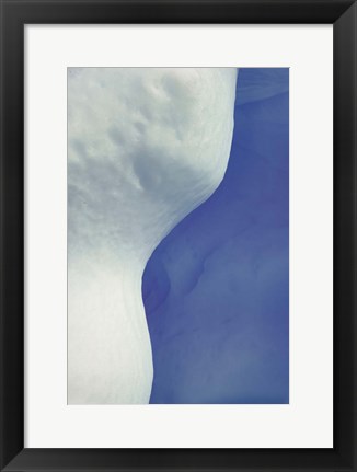 Framed Abstract Blue &amp; White Ice Print