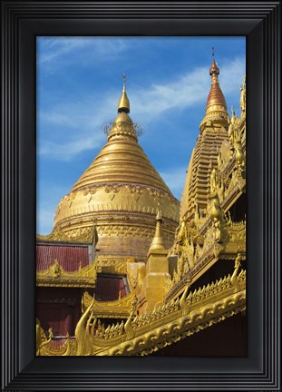 Framed Shwezigon Pagoda, Bagan, Mandalay Region, Myanmar Print