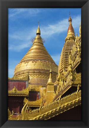 Framed Shwezigon Pagoda, Bagan, Mandalay Region, Myanmar Print